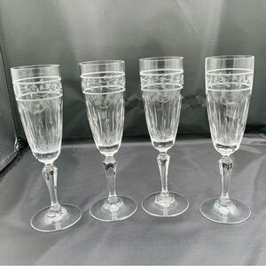 4 gorham crystal champagne glasses 8.5”